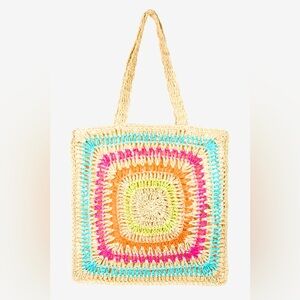 Lined Rainbow Beach Tote Bag with zipper